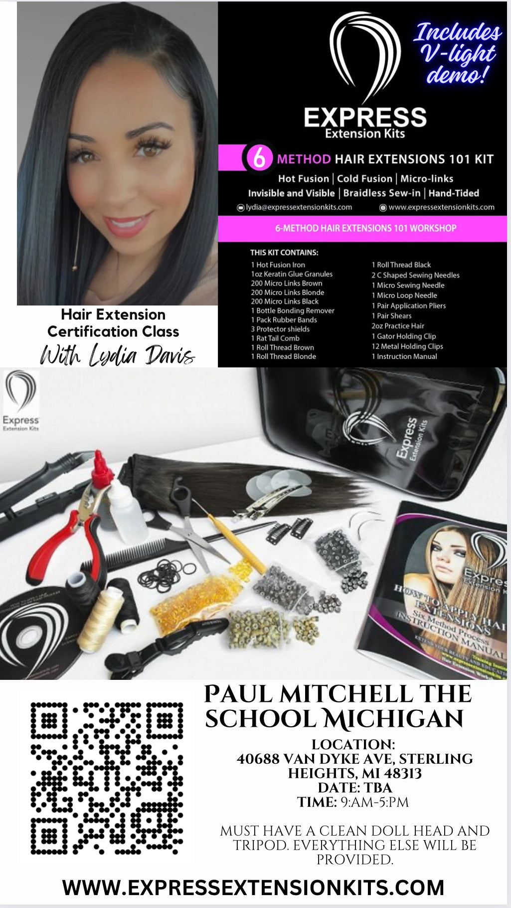 $50 Off for the first 5 sign ups! PMTS- Sterling Heights Michigan Hair Extensions Class  (Group class)