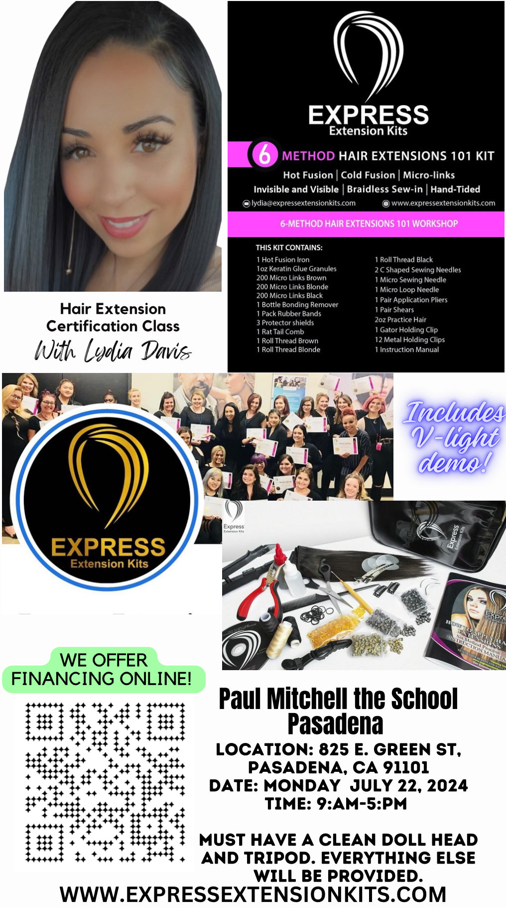 PMTS- Pasadena Six Methods Hair Extension Class